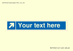 Custom Mandatory directional sign, blue arrow up and right